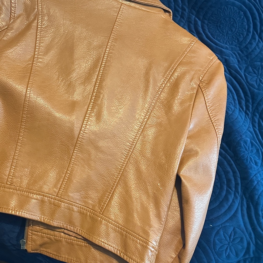 Cape Juby Women's Brown Faux Leather Biker Jacket - Picture 7 of 8